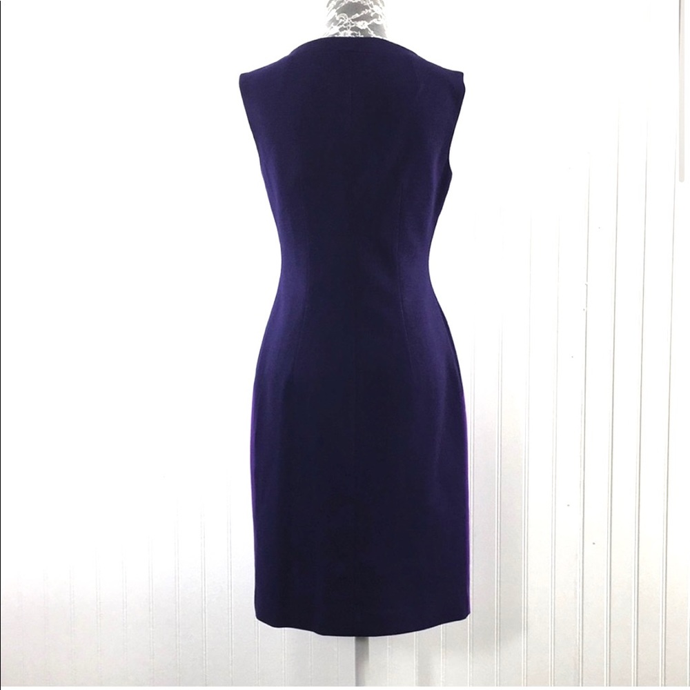 Tahari Sheath Purple Blue Career Illusion Dress - Picture 3 of 12